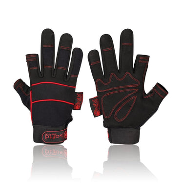 Fingerless Mechanics Gloves | Synthetic Leather Palm | PU Logo Strap Work Glove