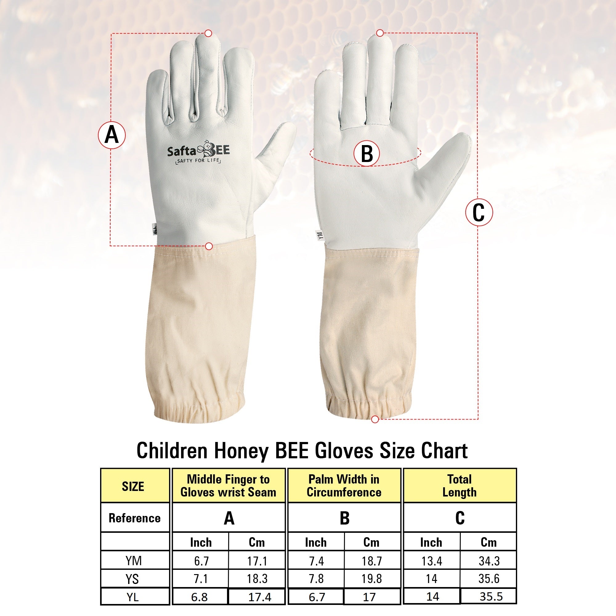 Childrens Beekeeping Gloves | 100% Sting Proof Ventilated | Safta Bee