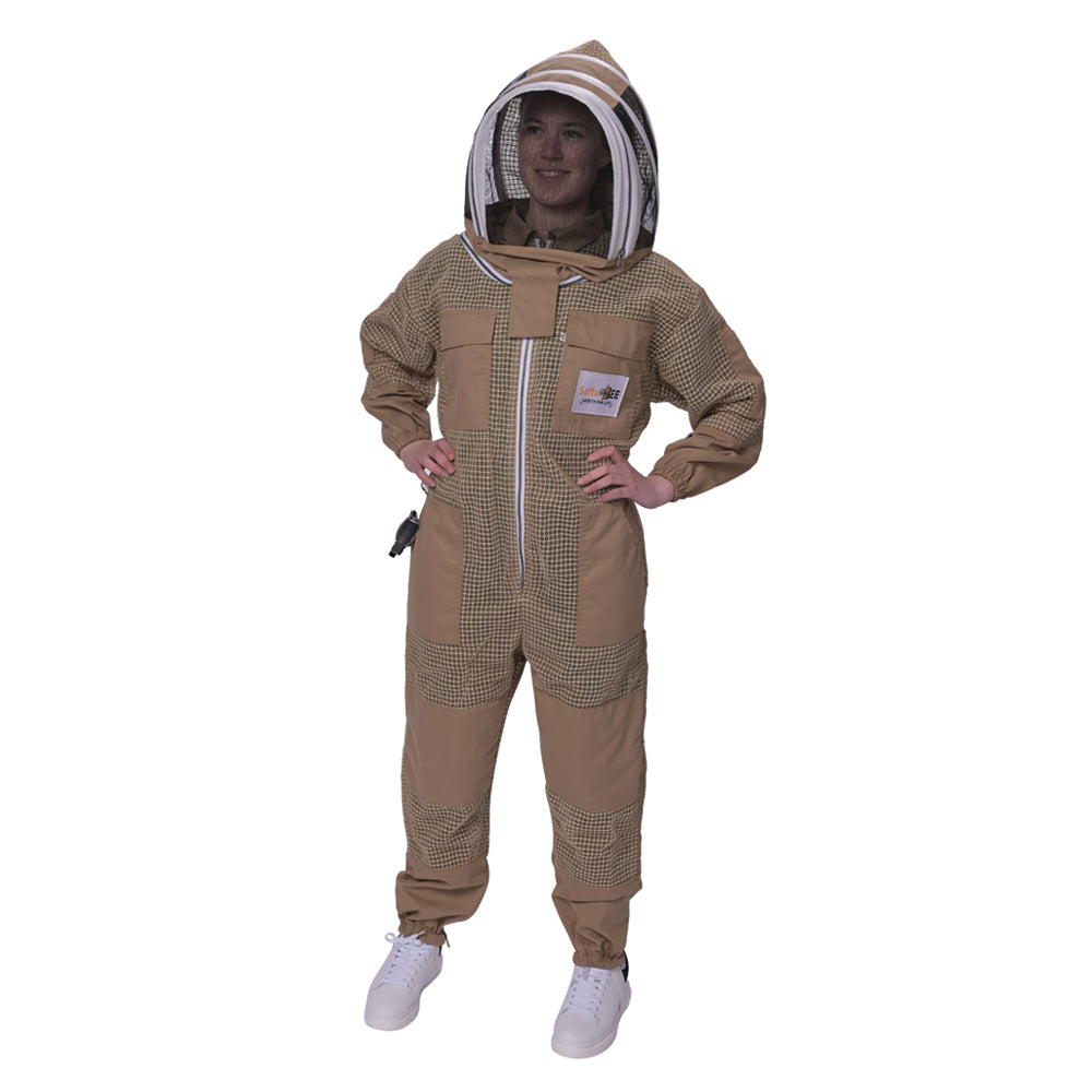 Beekeeping Suit Brown 3 Layer Protection With Fencing Veil Professional Beekeepers