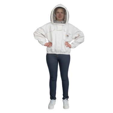 Beekeeping Jacket Cotton White Premium Quality For Beekeepers with Veil safta bee uk