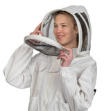Beekeeping Jacket Cotton White Premium Quality For Beekeepers with Veil safta bee uk