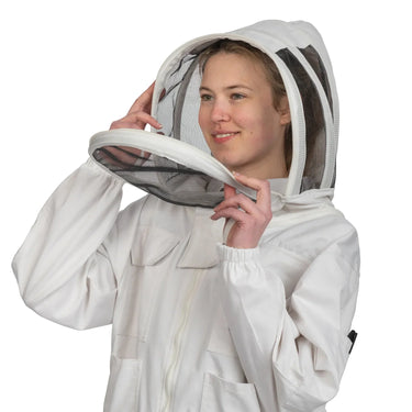 Beekeeping Jacket Cotton White Premium Quality For Beekeepers with Veil safta bee uk