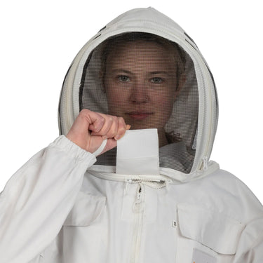 Beekeeping Jacket Cotton White Premium Quality For Beekeepers with Veil safta bee uk