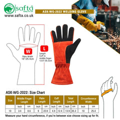 Extreme Heat Resistant Welding Gloves Size Chart