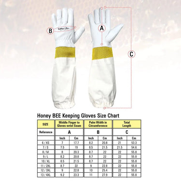 Bee Gloves Premium Goatskin Beekeeping Gloves with Vented Canvas Long Sleeves UK