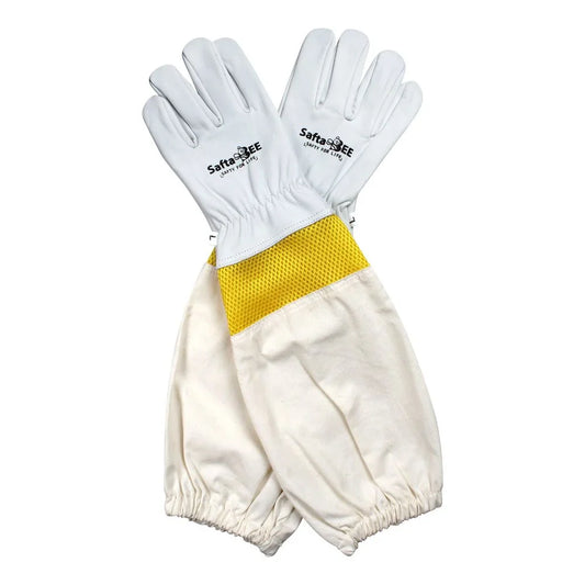 Bee Gloves Premium Goatskin Beekeeping Gloves with Vented Canvas Long Sleeves UK