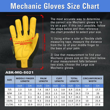Mechanics Gloves Size Chart