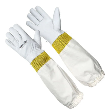 Bee Gloves Premium Goatskin Beekeeping Gloves with Vented Canvas Long Sleeves UK