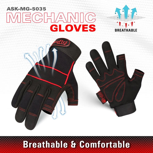 Fingerless mechanics gloves