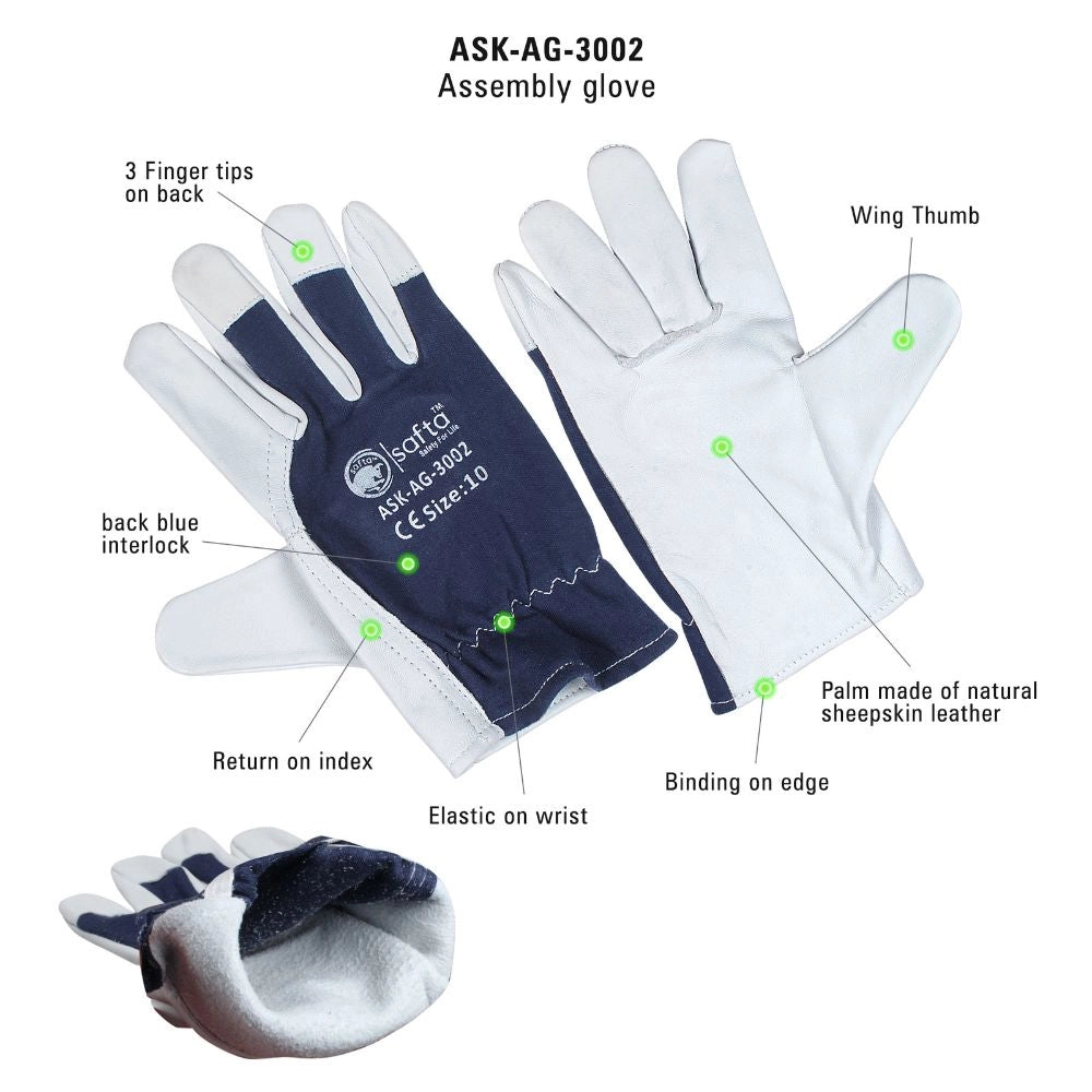 Assembly Work Gloves Sheepskin Leather Mechanical Work Glove
