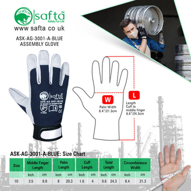 Assembly Gloves Leather work gloves for hands safety in UK