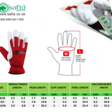 Size chart Winter work gloves