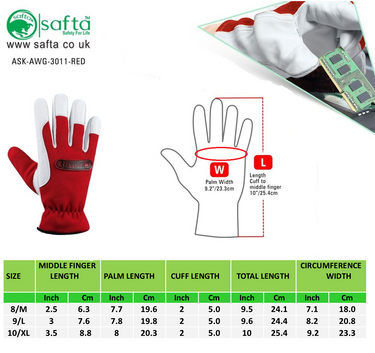 Size chart Winter work gloves