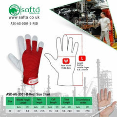 Sheepskin Leather Work Gloves size chart